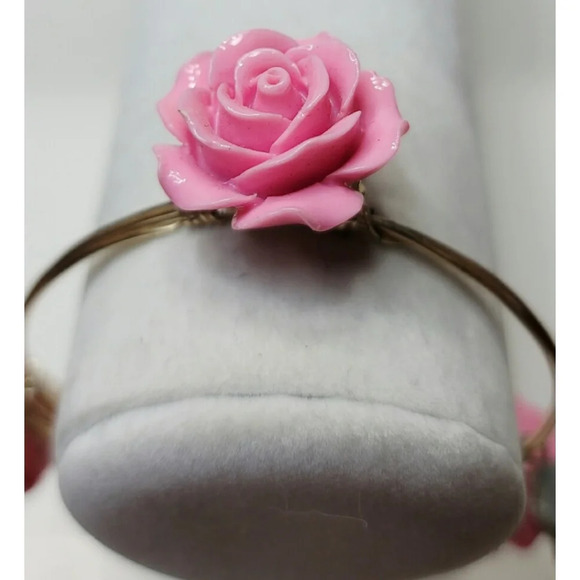 Roses Gold Toned WireWrapped Bangle - Picture 1 of 6